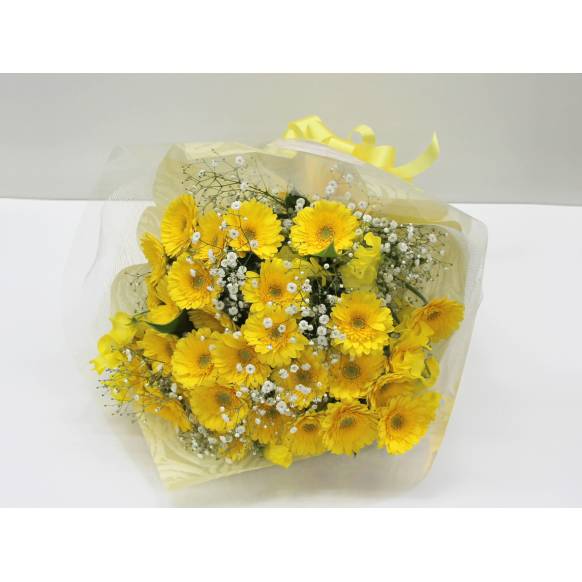 花キューピット加盟店 店舗名：フローラント
フラワーギフト商品番号：900073
商品名：幸せの黄色いガーベラの花束
