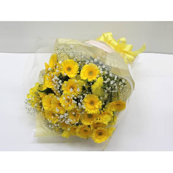 幸せの黄色いガーベラの花束